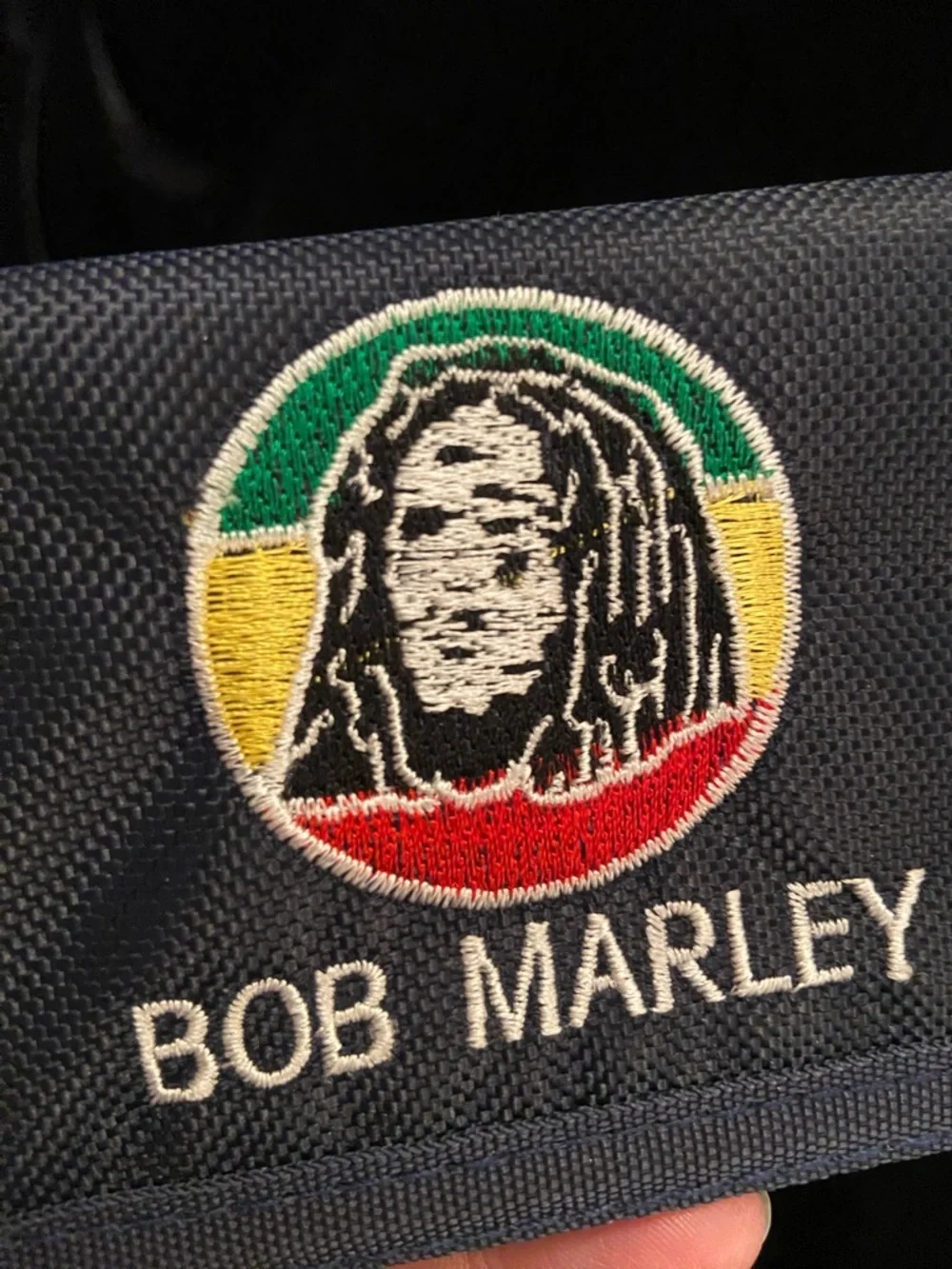 Bob Marley Jamaica Reggae Black Tri-Fold WALLET Vintage Nylon